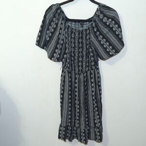 Art Class Black + White Tribal Print Smocked Dress Girls Size XL 14/16
